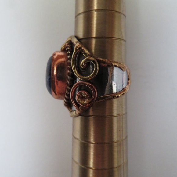 ANJU Tri-Tone Metal & Faux Stone RING Size 6 (K122) - Picture 5 of 6